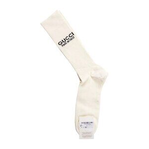 NWT 100% Authentic Gucci Logo Socks White Size L